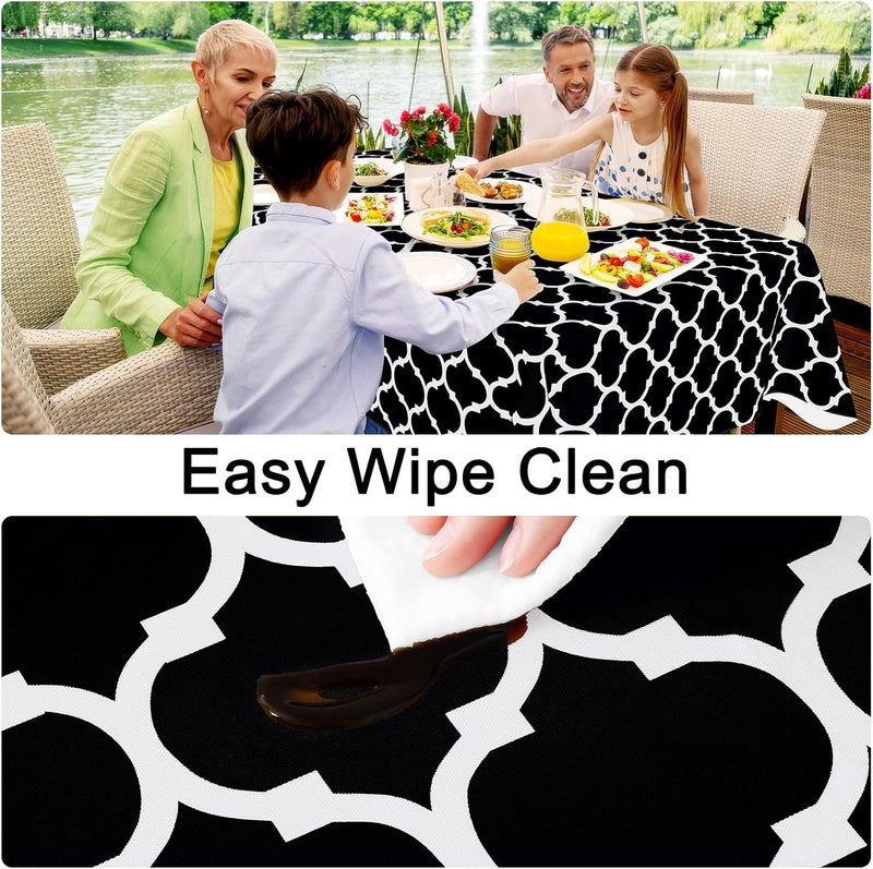 smiry Rectangle Table Cloth, Waterproof Vinyl Tablecloth with Flannel Backing for Rectangle Tables, Wipeable Spillproof Plastic Tablecloths for Dining, Camping, Indoor and Outdoor (54"x108", Black) - Image 3