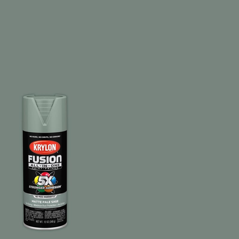 Krylon Fusion All-In-One Adhesive Spray Paint for Indoor/Outdoor Use, 12 oz, Pale Sage - Image 1