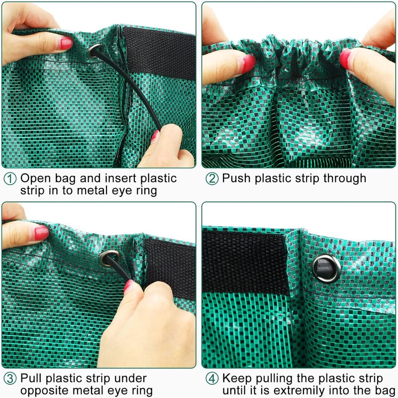 Shappy 3 Pack Large Yard Dustpan Type Garden Bag Leaf Bags Reusable Heavy Duty Gardening Bags Yard Waste Container with Reinforced Carry Handles 53 Gallon Per Bag Come with Gloves Leaf Bag Holder - Image 3