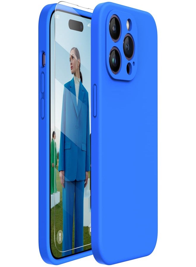 Miracase Designed for iPhone 14 Pro Max Phone Case with Screen Protector,[Upgraded Enhanced Camera Protection],Shockproof Liquid Silicone Case with Microfiber Lining,6.7 inch(Mediterranean Blue) - Image 1