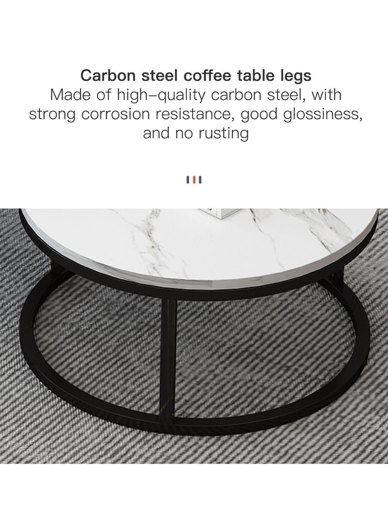 Sharpdo Household Living Room Rock Panel Retractable Tea Table Circular Tea Table 70*70*45&50*50*40CM - Image 3