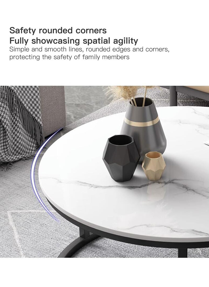 Sharpdo Household Living Room Rock Panel Retractable Tea Table Circular Tea Table 70*70*45&50*50*40CM - Image 5