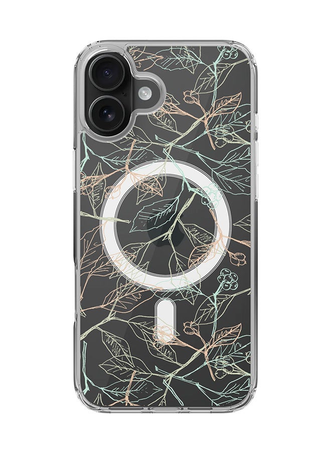 Stylizedd غطاء آيفون 16 بلس [متوافق مع MagSafe] غطاء مغناطيسي رقيق شفاف - أغصان رقيقة - Image 1