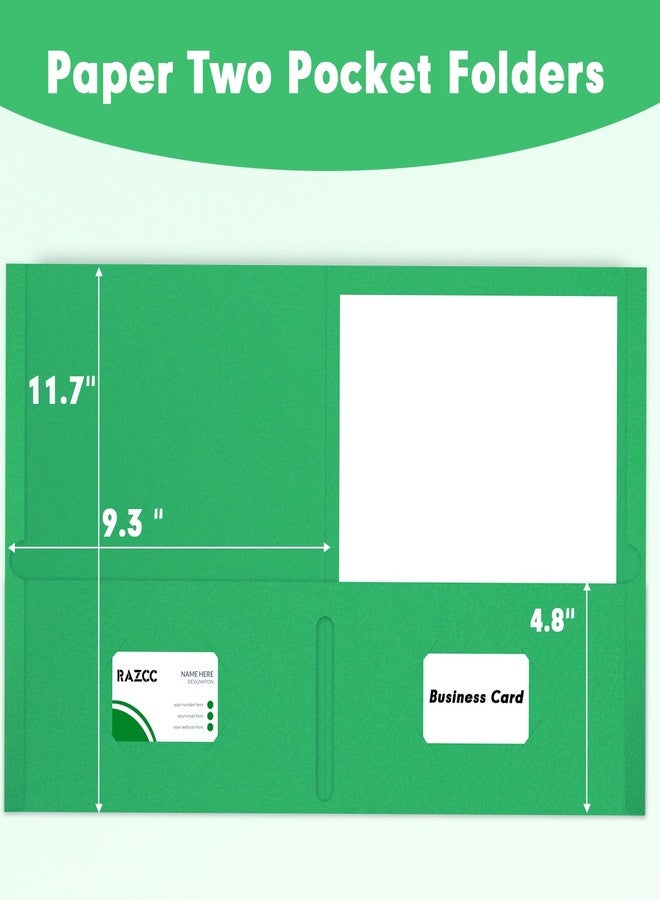 RAZCC Two Pocket Folders, 50 Pack 2Pocket Folders Fit Letter Size Paper, Paper Folders with Pockets for School Office Business Home, Green - Image 2