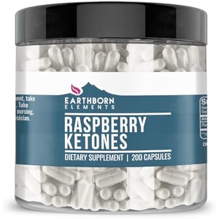 Earthborn Elements Raspberry Ketones 200 Capsules, Pure & Undiluted, No Additives - Image 1