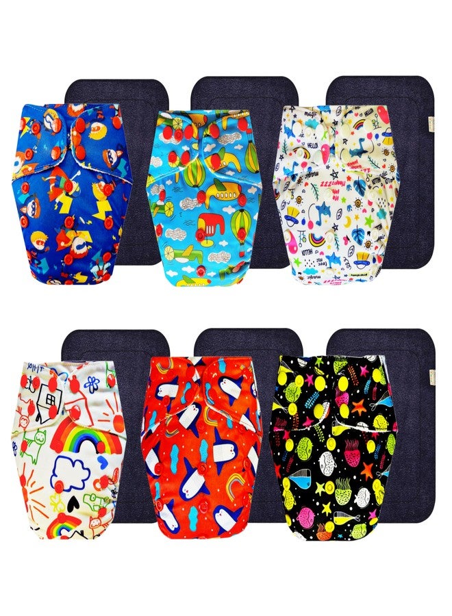 Dumbledo Premium Cloth Diaper with Black Insert (Pack of 6) | Hypoallergenic | Leakproof | Easy to Clean | Everyday Diapering Essential | 3 Months - 3 Years | Unisex Baby - Image 1
