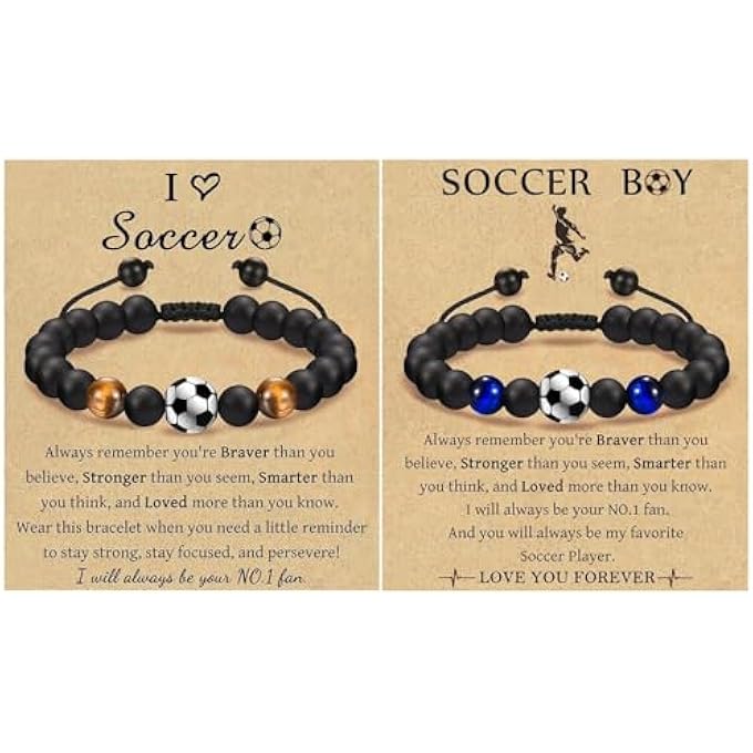 rayihni Football Bracelets For Boys, Set Of 2, Teen Boys Accessories, Gifts For 8-15 Years Old, Birthday, Graduation Presents - Image 2