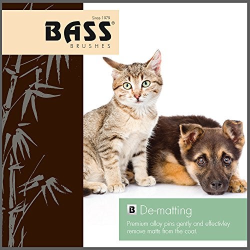 Bass Brushes Medium Slicker Style Pet Brush with Bamboo Wood Handle and Rubber Grips - Image 2