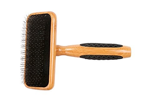 Bass Brushes Medium Slicker Style Pet Brush with Bamboo Wood Handle and Rubber Grips - Image 3