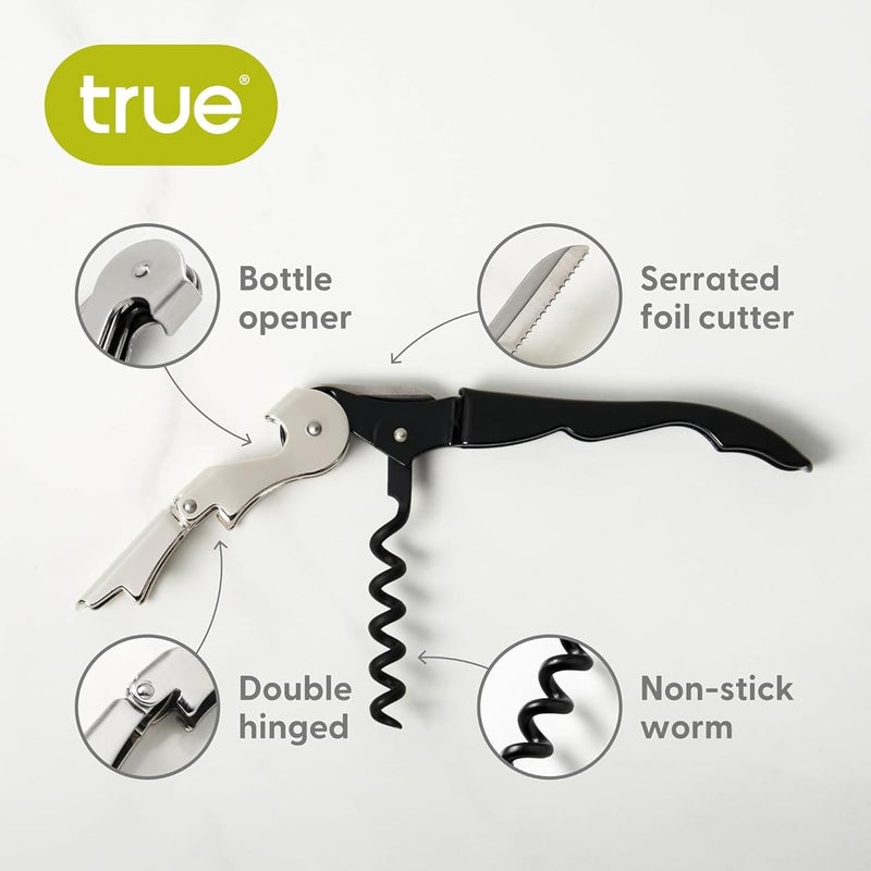 Truetap Double Hinged Waiter's Corkscrew Wine Opener, Stainless Steel Wine Bottle Opener with Built In Foil Cutter, Home Bar Tools, Bar Cart Accessories, Wedding Gifts, Set of 1, Black Blue - Image 1