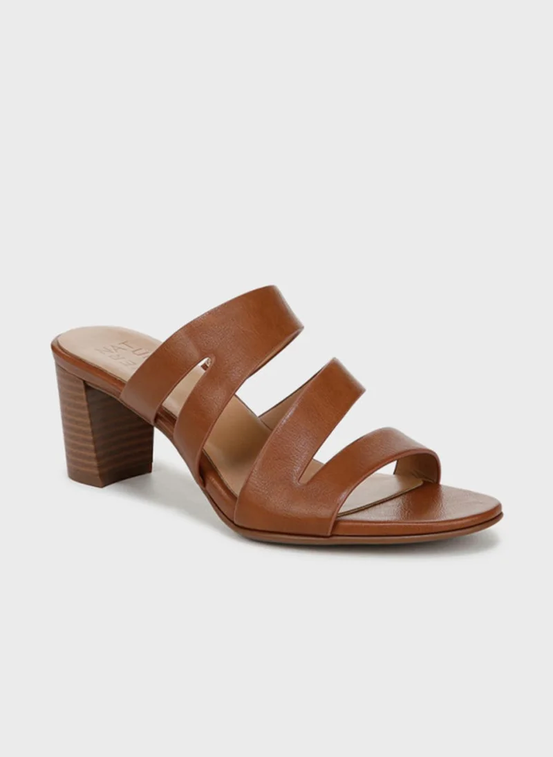 Naturalizer Womens NABEAMING Strappy Block Heel Sandals, Brown