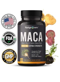 Natgrown Black, Red & Yellow Maca Root 1500mg Extra Strength - 120 Capsules  - Image 3