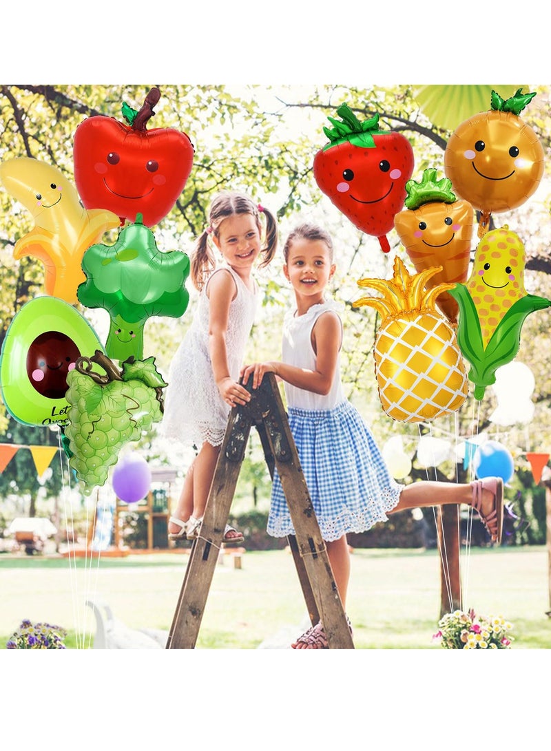SYOSI Fruit and Vegetable Balloons, Large Mylar Foil Balloons, Fruit Theme Birthday Party Decorations Supplies, Apple, Orange, Strawberry, Grape, Pineapple, Banana, Avocado, Corn, Carrot, Broccoli - Image 4