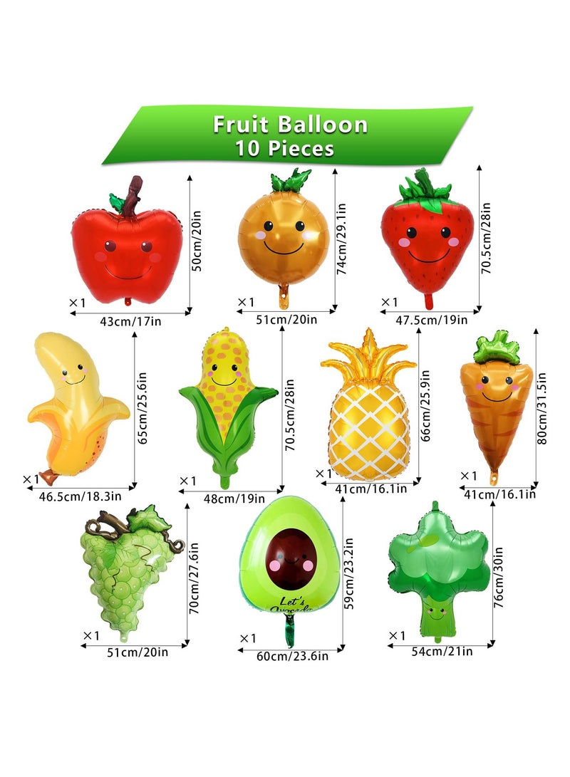 SYOSI Fruit and Vegetable Balloons, Large Mylar Foil Balloons, Fruit Theme Birthday Party Decorations Supplies, Apple, Orange, Strawberry, Grape, Pineapple, Banana, Avocado, Corn, Carrot, Broccoli - Image 2