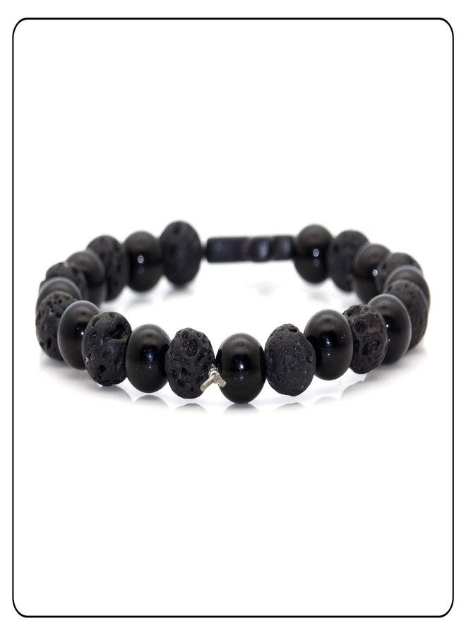 Fusamk Fashion Yoga Natural Stone Bracelet Religious Cross Beads Link Bracelet.7.5" Wrist - Image 2