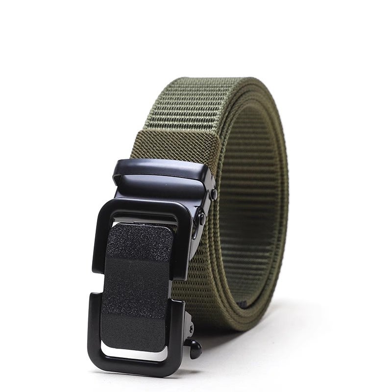 Mens Nylon Canvas Belt with Metal Buckle Army Green 