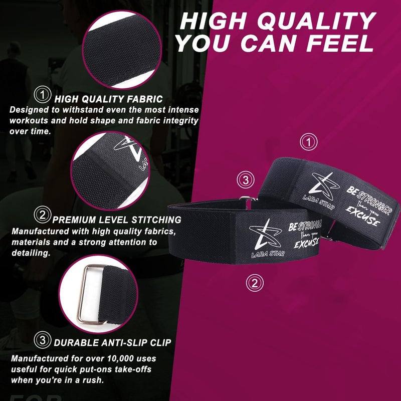 LARA STAR BFR Occlusion Bands for Women Glutes,Blood Flow Restriction Bands for Legs, Butt & Hip Building, Workouts, Best Fabric Resistance Bands for Squat Butt & Thigh - Image 2