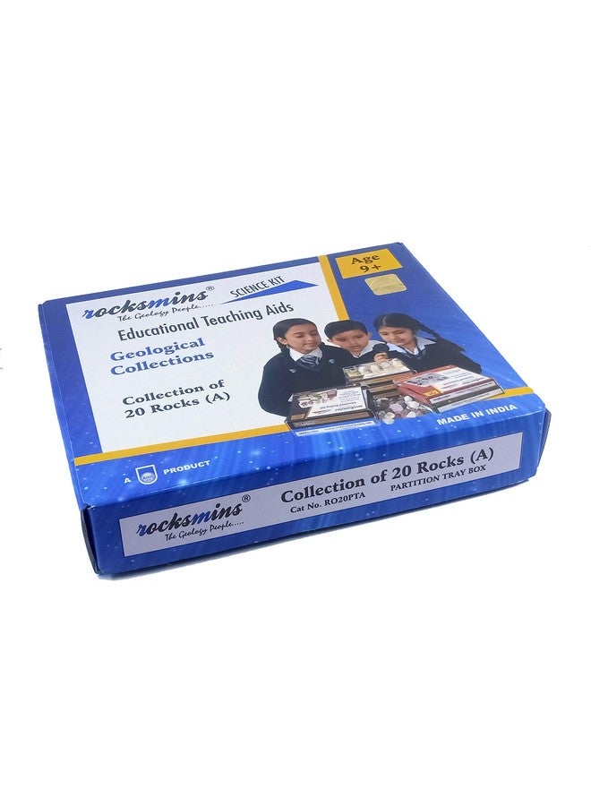 Rocksmins Collection of 20 Rocks in Beautiful Colour Box for School Education Igneous Sedimentary Metamorphic samples collections introductory activity geology earth science volcanic stones - Image 1