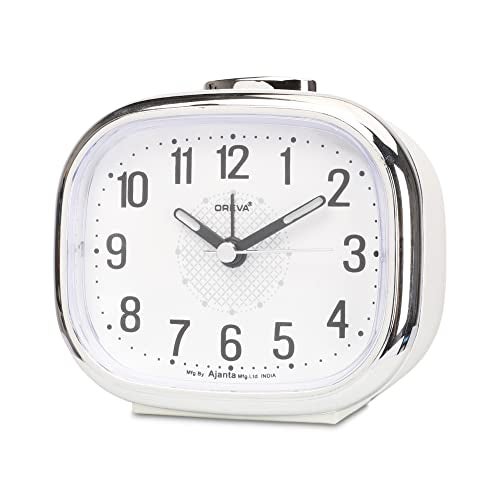 OREVA Bip Alarm Table Clock (Silver Color 10.7 cm x 3.7 cm x 6.3 cm, AA3017) - Image 1