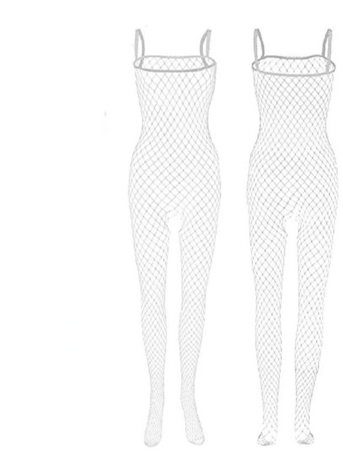 Women Industrial Fishnet Spaghetti Strap Bodystocking. 