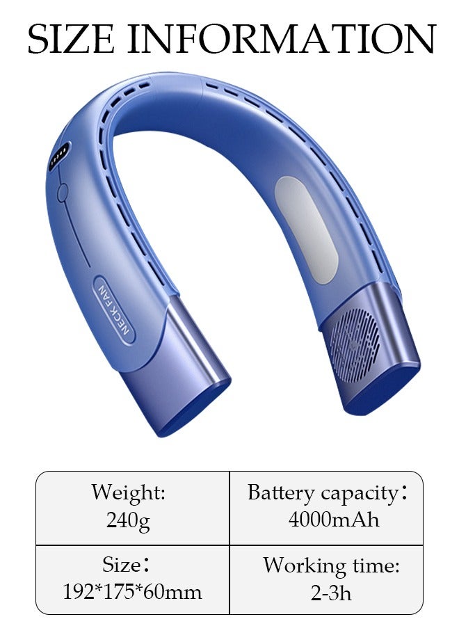DUNISO Portable Neck Fan 360° Cooling Fan 4000 mAh Battery Operated Hands Free Bladeless Fan, Wearable Personal Fan, USB Rechargeable Portable Neck Fan with 5 Wind Speed and LED Display for Traveling Office - Image 4