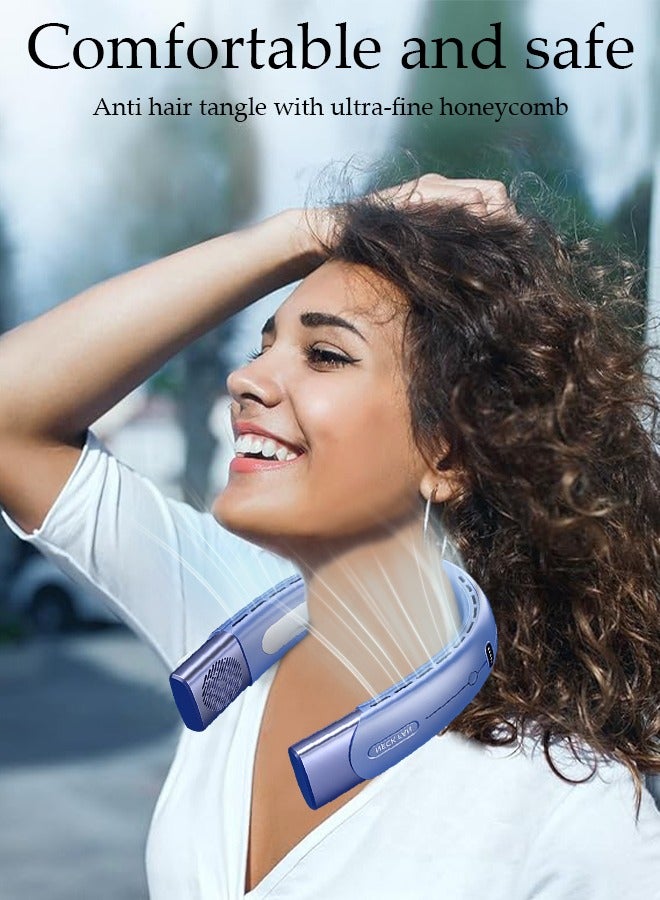 DUNISO Portable Neck Fan 360° Cooling Fan 4000 mAh Battery Operated Hands Free Bladeless Fan, Wearable Personal Fan, USB Rechargeable Portable Neck Fan with 5 Wind Speed and LED Display for Traveling Office - Image 2