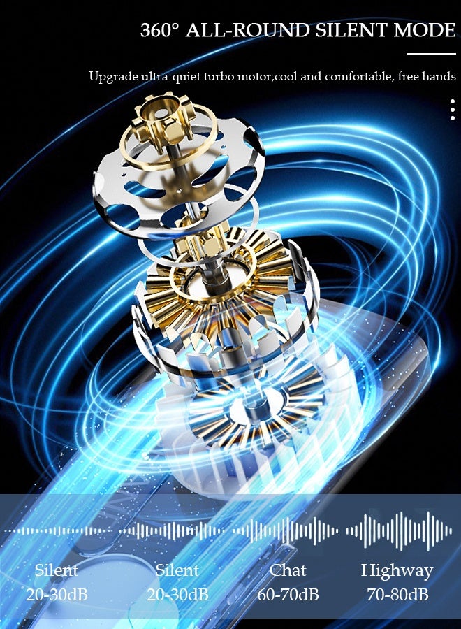 DUNISO Portable Neck Fan 360° Cooling Fan 4000 mAh Battery Operated Hands Free Bladeless Fan, Wearable Personal Fan, USB Rechargeable Portable Neck Fan with 5 Wind Speed and LED Display for Traveling Office - Image 5