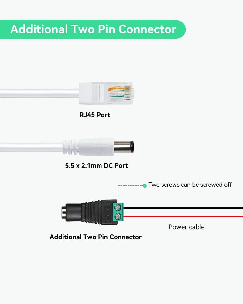LINOVISION جهاز تقسيم الطاقة LINOVISION DC12V المقاوم للماء، جهاز تقسيم الطاقة عبر الإيثرنت للاستخدام في الأماكن المفتوحة بسرعة 10/100 ميجابت، يدعم معايير IEEE802.3af/at، يوفر طاقة من نوع POE لكاميرات المراقبة وهواتف VoIP (عبوة تحتوي على 2 قطعة). - Image 2