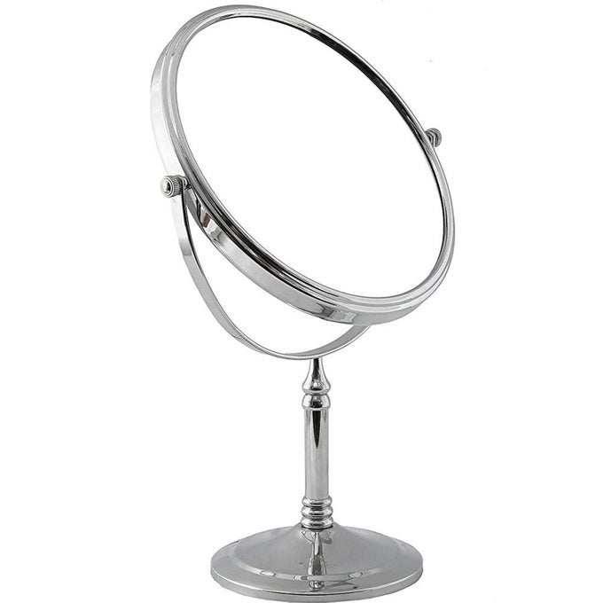 MAKEUP MIRROR FOR WOMEN 360 ROTATING DOUBLE SIDED TABLETOP COSMETIC MIRROR WITH 1X 5X MAGNIFICATION BATHROOM SHAVING MIRROR WITH STAND GLASS OVAL