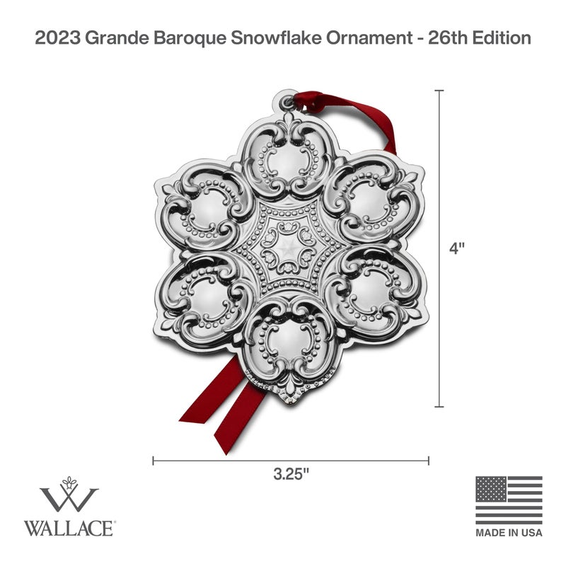 Wallace 2023 Sterling Grande Baroque Snowflake Ornament  26th Edition - Image 2