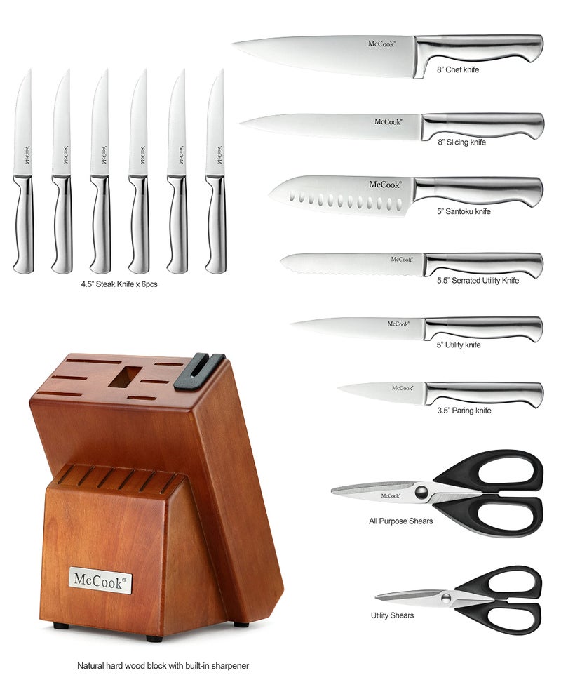 McCookÂ® Knife Sets, German Stainless Steel Kitchen Knife Block Sets with Built-in Sharpener - Image 2
