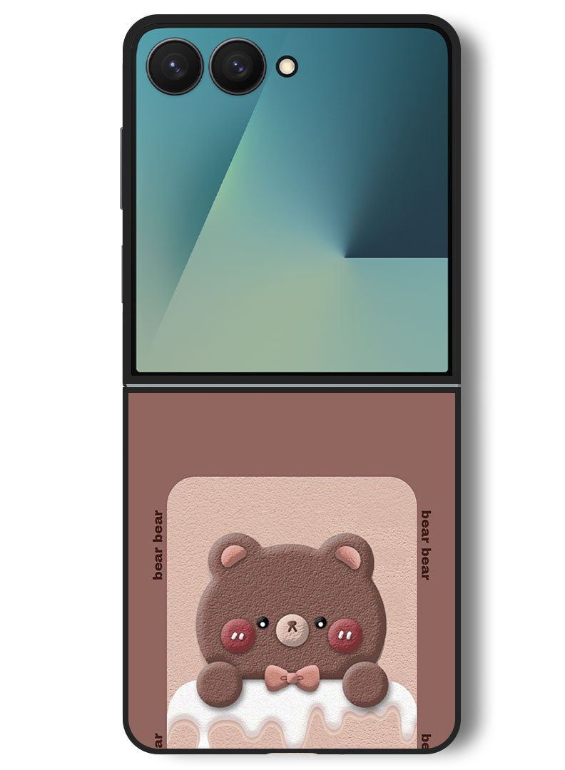 Theodor Case Compatible with Samsung Galaxy Z Flip 7 - 6.9 Inch Protection Shockproof Bumper Cover Bear Strawberry - Image 1