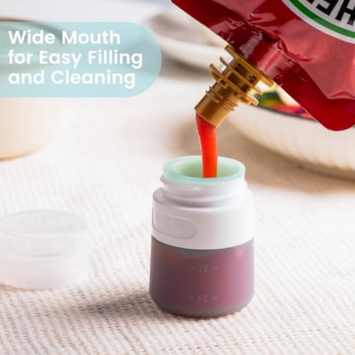 MICEBAY Condiment Squeeze Bottles for Sauces, 1-oz Mini Silicone Salad Dressing Container to Go with Reusable Sandwich Bag, Leakproof Ketchup Bottle for Bento Lunch Box, 4 Pack, Candies - Image 2