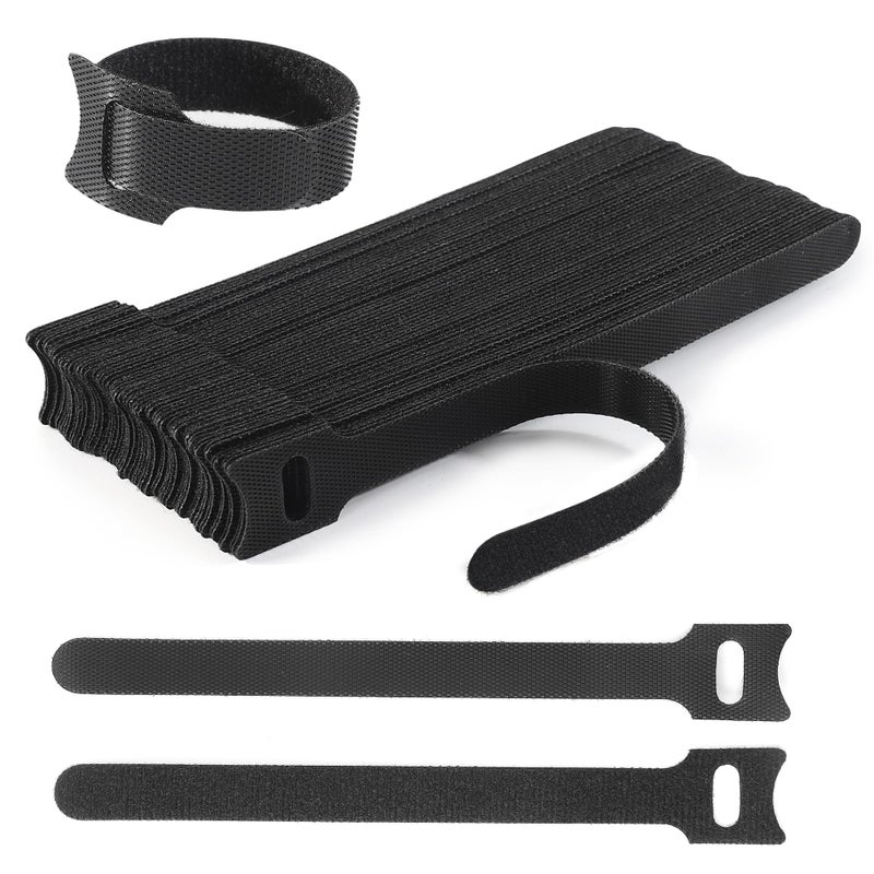 Nettbe Reusable Cable Ties, 60 PCS 8 Inches Adjustable Cord Straps Wire Organizer Cord Wrap and Hook Loop Cable Management - Image 1