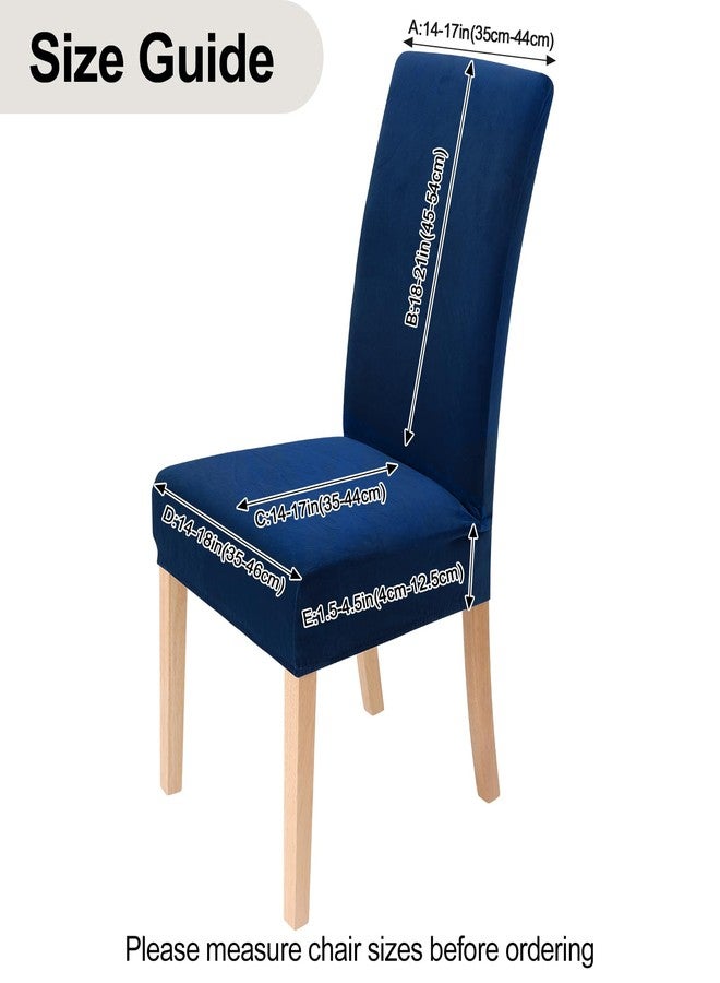 smiry أغطية كراسي سميري المخملية المطاطية لغرفة الطعام، طقم من 4 قطع، ناعمة الملمس، قابلة للإزالة والغسل، مناسبة لكراسي بارسونز للمطبخ، لون أزرق فيدرالي - Image 5
