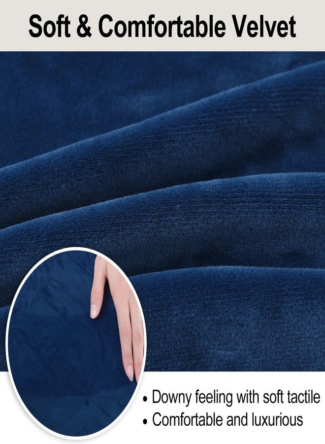 smiry أغطية كراسي سميري المخملية المطاطية لغرفة الطعام، طقم من 4 قطع، ناعمة الملمس، قابلة للإزالة والغسل، مناسبة لكراسي بارسونز للمطبخ، لون أزرق فيدرالي - Image 3