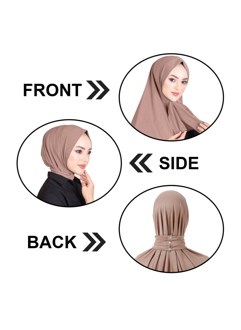 SYOSI - قطعتان من الأوشحة الإسلامية للحجاب للنساء، حجاب جاهز للاستخدام للنساء بلون سادة من مودال إسلامي تحت القبعة (لونين) - Image 1