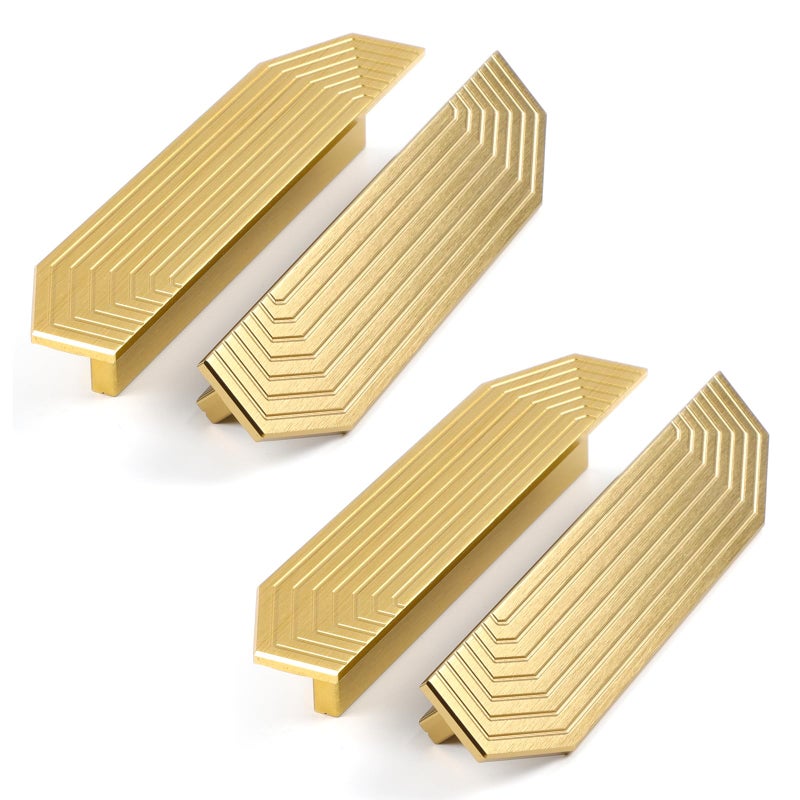 BaiNong Gold Cabinet pulls Brass Brushed Drawer Modern Handles Drawer Handles for Dresser 4Pack57inch Polygon - Image 2