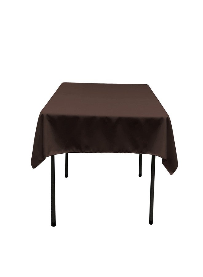 LA Linen Polyester Poplin Washable Square Tablecloth, Stain and Wrinkle Resistant Square Table Cover 52x52, Fabric Table Cloth Square for Dining, Kitchen, Party, Holiday 52 by 52-Inch, Brown - Image 1