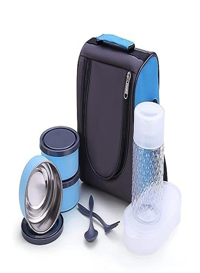 Anasis Tiffin Box-Lunch Box | 3 Stainless Steel Containers | Plastic lid Box | Spoon & Fork | Insulated Fabric Bag | Leak Proof | Microwave Safe | Full Meal - Image 2