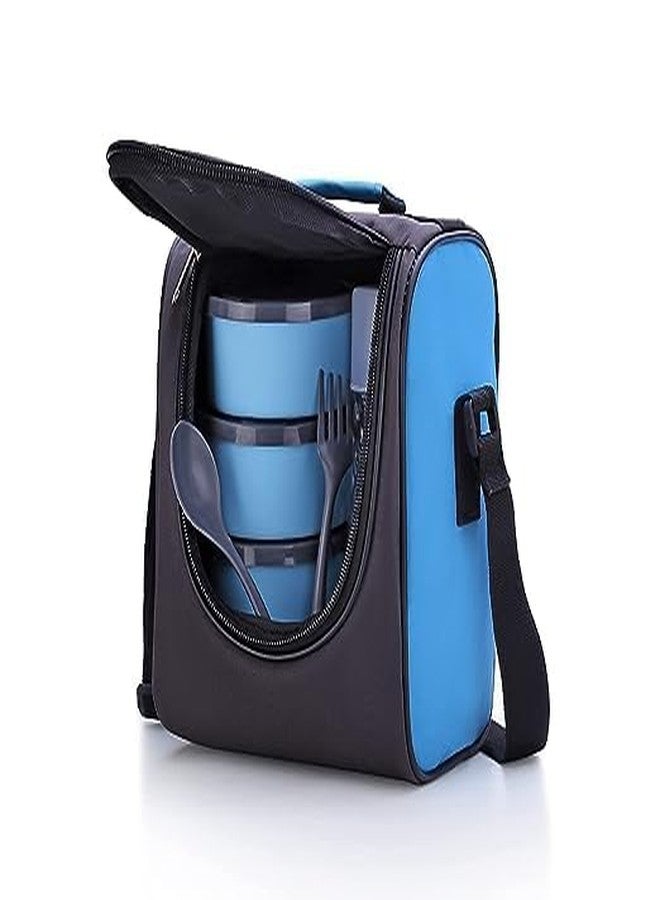 Anasis Tiffin Box-Lunch Box | 3 Stainless Steel Containers | Plastic lid Box | Spoon & Fork | Insulated Fabric Bag | Leak Proof | Microwave Safe | Full Meal - Image 3