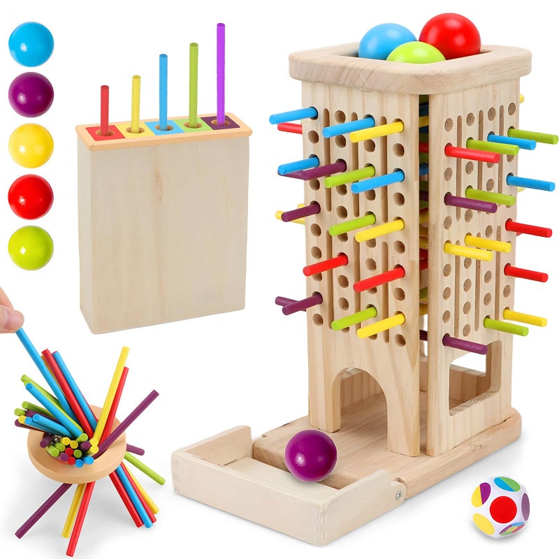 Britik Montessori Wooden Board Games for Kids 38 Years 40 Colorful Wooden Sticks 12Sided Dice Game Math Educational Toys Fine Motor Skills Toys for 5 Year Old Family Games for Kids and Adults - Image 3