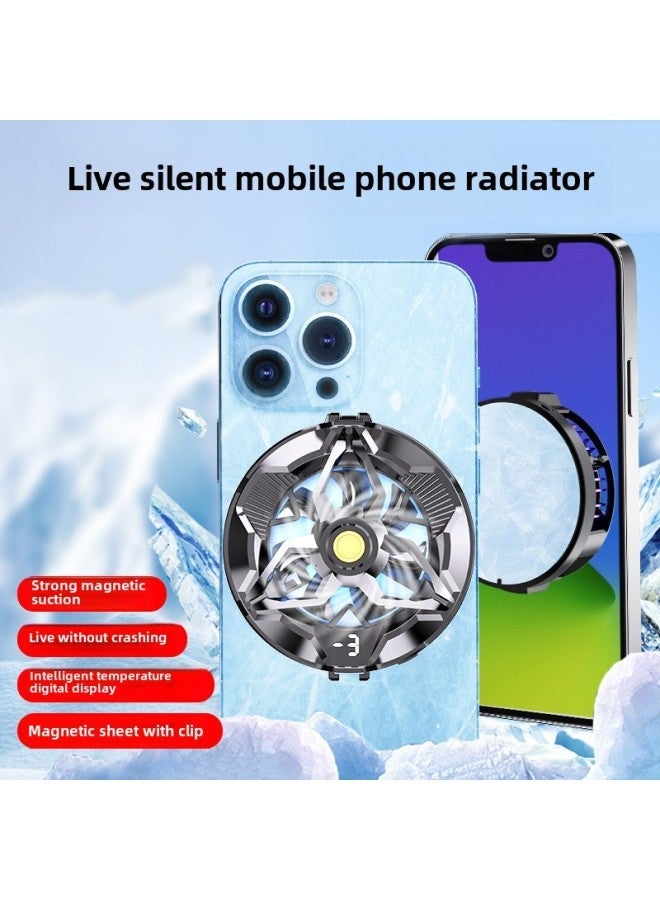 Live Broadcast Magnetic Mobile Phone Radiator Semiconductor Refrigeration Intelligent Digital Display Mute Adjustable Gear With Back Clip Cooling Artifact-Color:X88 Third [without Display]]  - Image 5