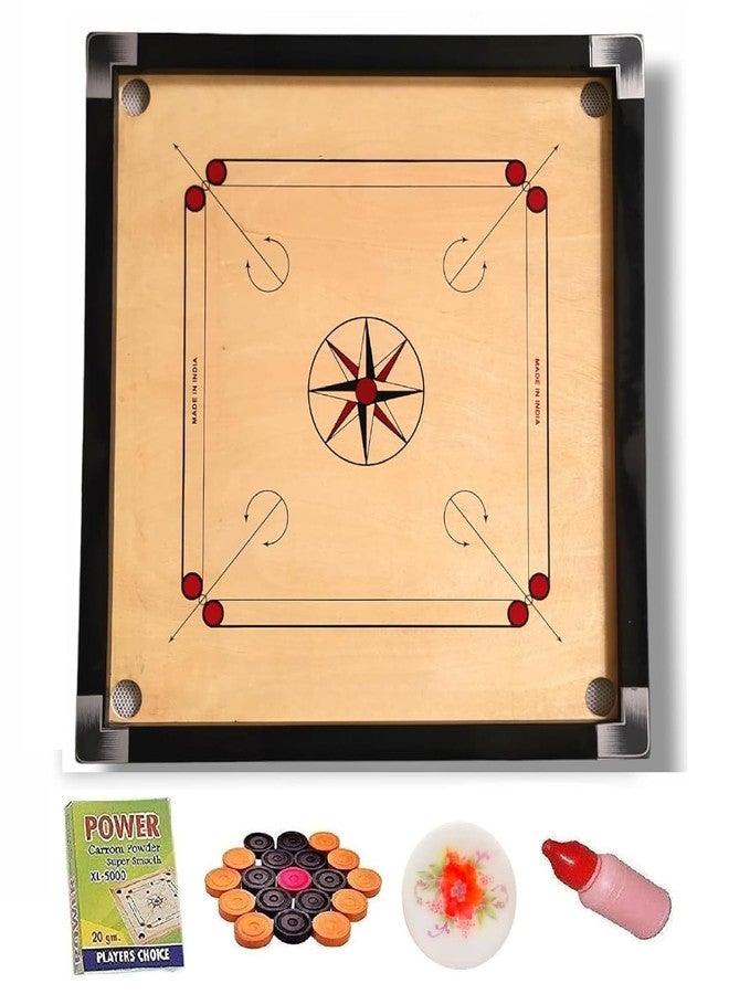 RTC Superior Matte Finish Practice Carrom Board for Serious Professional Practice with Coins Striker and Powder ((Large 32 inch 00A4)) - Image 1