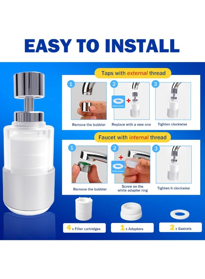 Chase Up Faucet Water Filter for Kitchen Sink – Purifier with Stainless Steel Connector, Removes Chlorine & Heavy Metals – Ideal for Hard Water Homes, Clean Drinking, Easy Install - Image 3