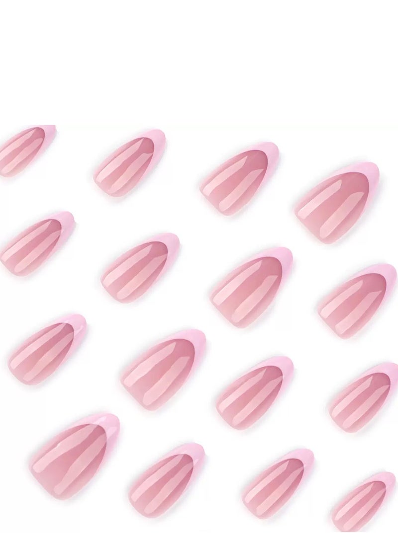 جوسكوين أظافر اصطناعية، 24 قطعة، مجموعة صيفية جديدة: أظافر اصطناعية قصيرة بشكل لوز مع تصميم نقشة زهور، ملصقات ورؤوس فنية للأظافر عصرية للنساء، تصميم بسيط وأنيق، أظافر أكريليك مع طقم غراء. - Image 3