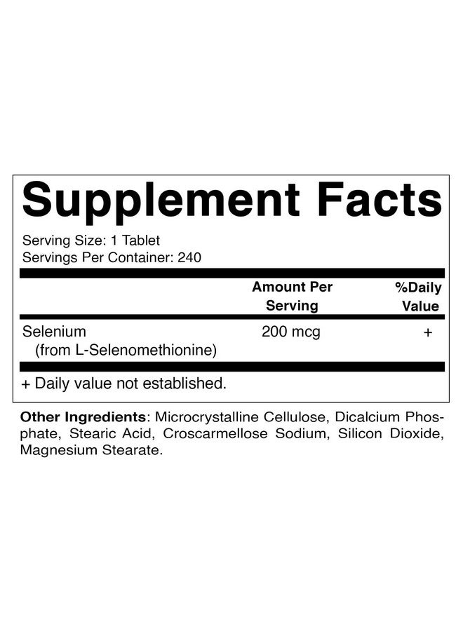 Vitamatic Yeast Free Selenium 200mcg as Selenomethionine Supplement Essential Trace Mineral with Superior Absorption 240 Tablets - Image 2