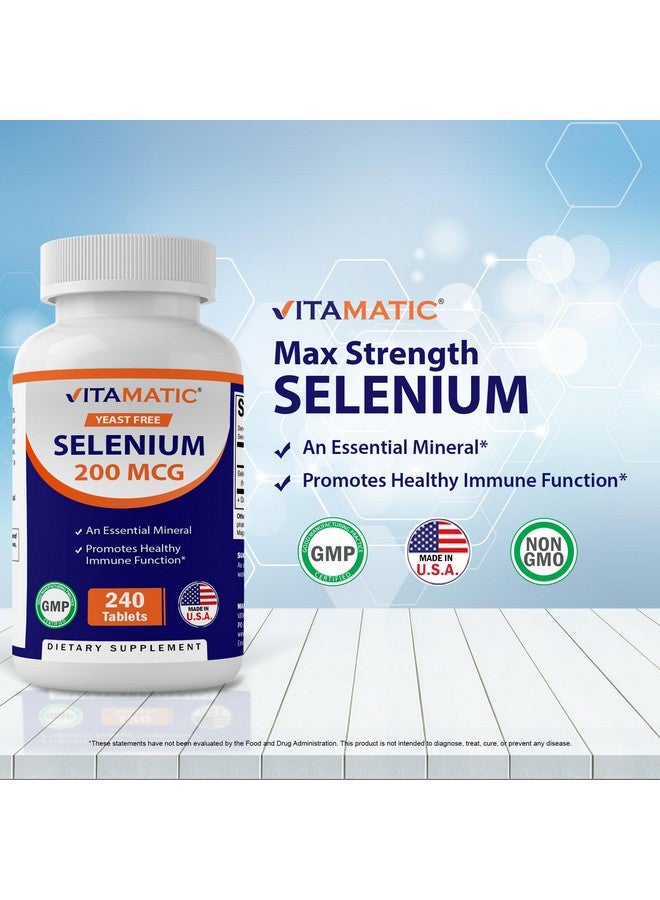 Vitamatic Yeast Free Selenium 200mcg as Selenomethionine Supplement Essential Trace Mineral with Superior Absorption 240 Tablets - Image 3