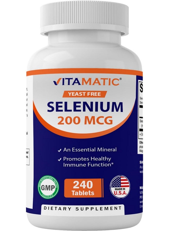Vitamatic Yeast Free Selenium 200mcg as Selenomethionine Supplement Essential Trace Mineral with Superior Absorption 240 Tablets - Image 1