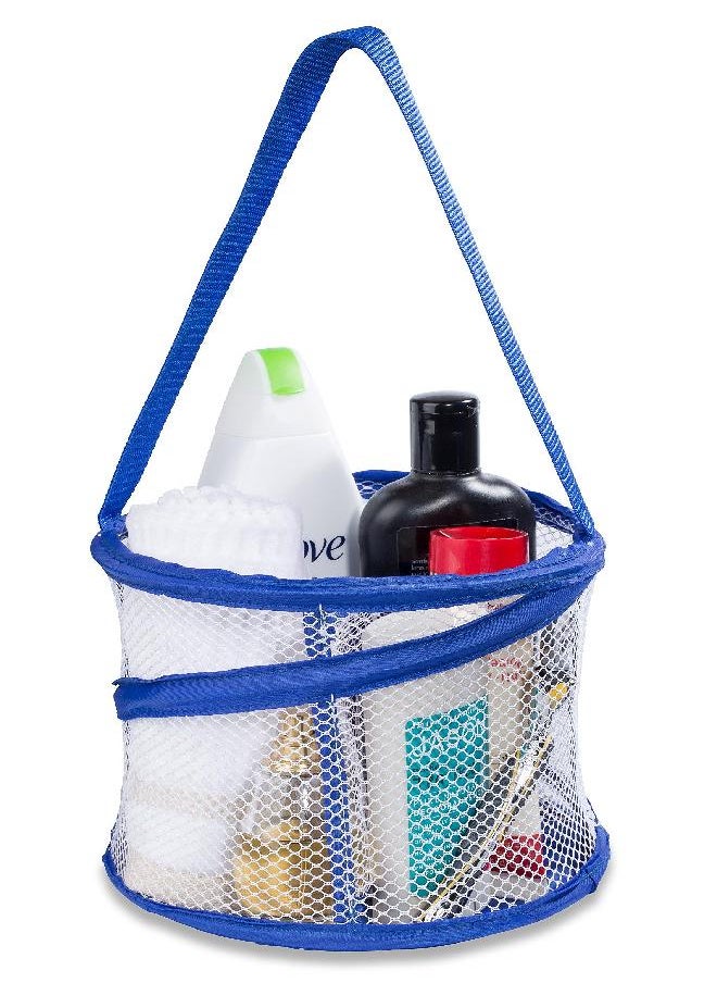 Handy Laundry Bathroom Personal Organizer - 8" X 6" - Three Large Compartments to Organize Your Bathroom Accessories. The Shower Caddy Features a Drainage Hole and Carry Handle for Easy Transport. (Blue) 